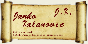 Janko Kalanović vizit kartica